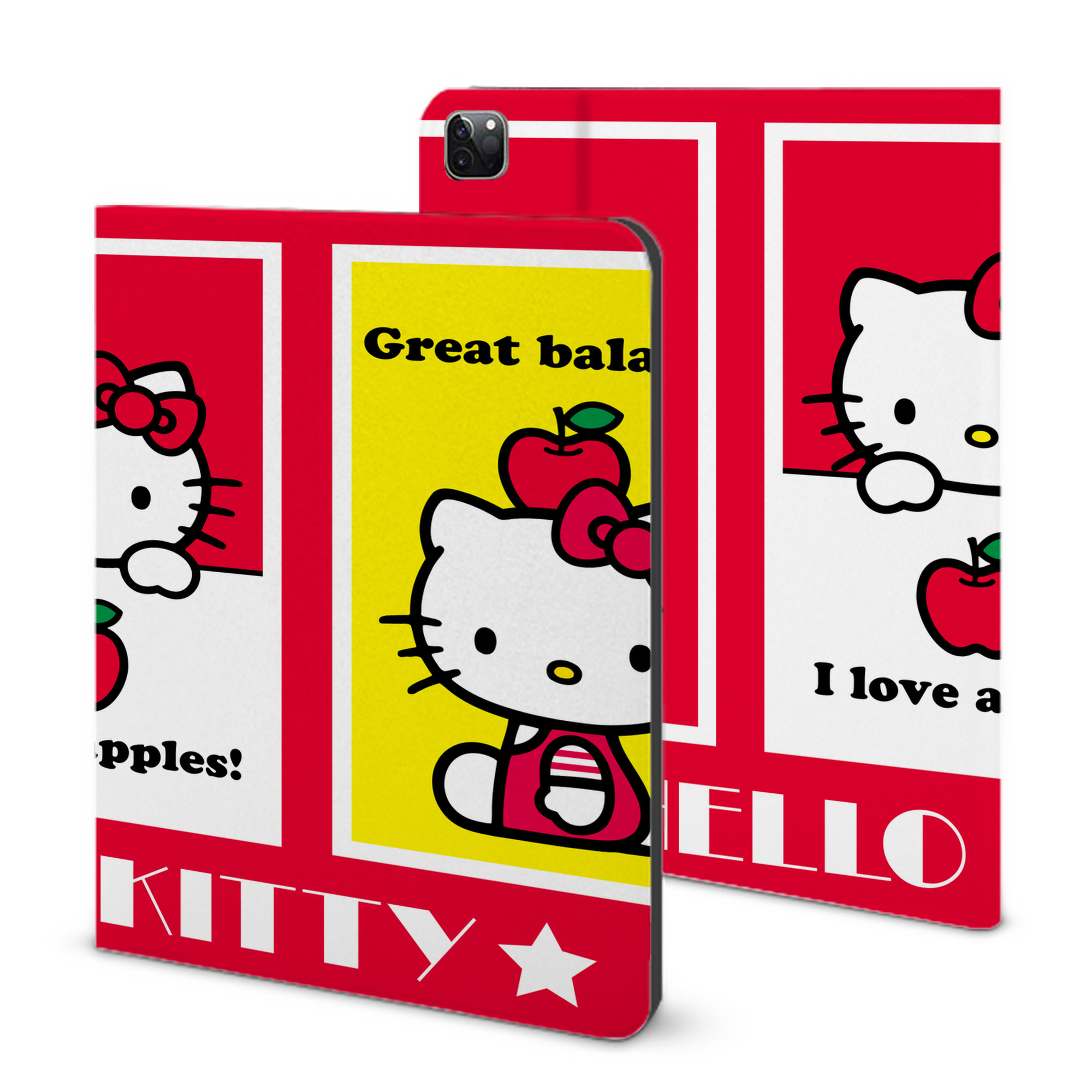 （画像用） Hello Kitty ハローキティ IPad ケース ブック型 PUレザー TPU 耐衝撃 軽量 薄型 ペン収納なし 全面保護 IPad 各モデル対応